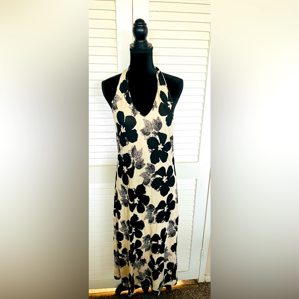 Banana Republic Black Cream Backless Dress‎ Cocktail Party